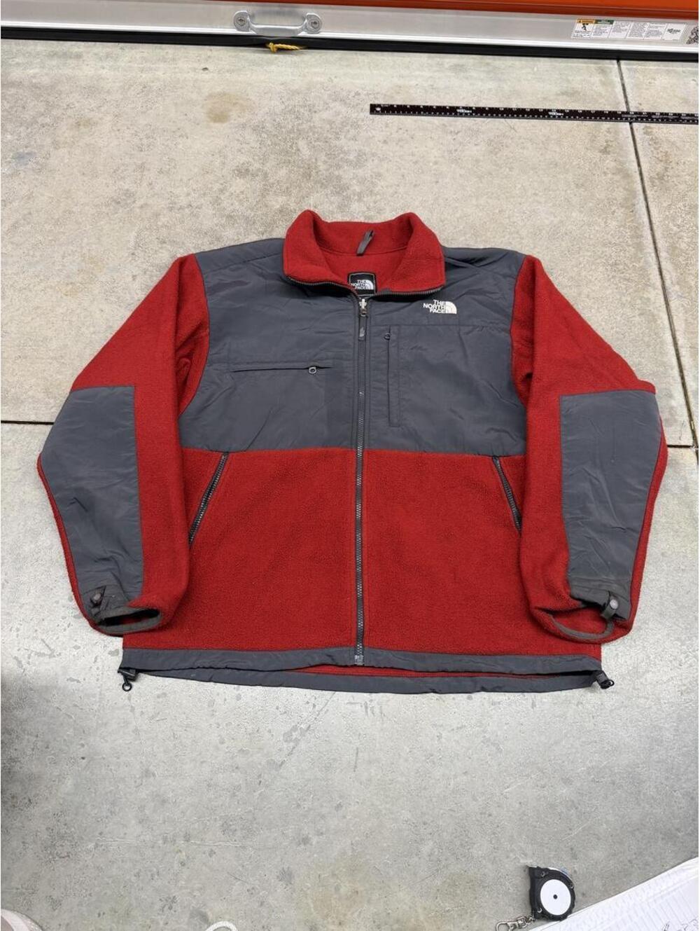 vintage the north face red and grey denali fleece jacket size large